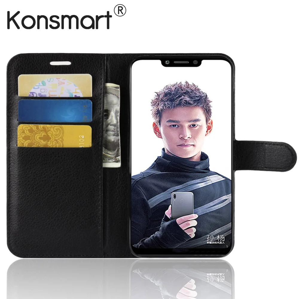 

KONSMART Protective Case for Huawei Honor Play PU Leather Flip Book Style Cover Honor Play COR-L29 4GB 64GB 6.3" Phone Cases