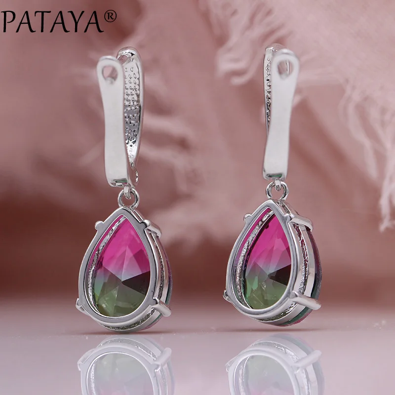 Новые градиентные синие женские серьги PATAYA, модные ювелирные изделия, 585 розовое золото, турмалин, натуральный циркон, висячие серьги