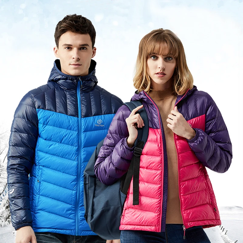 TECTOP осенне зимний мужской пуховик для пеших прогулок легкий теплый с капюшоном 90%