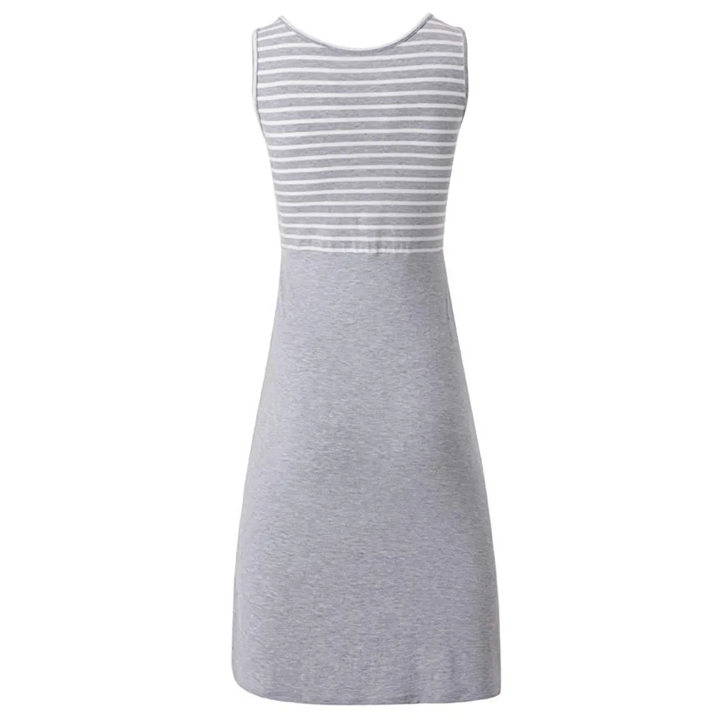 Платья для беременных женщин Летняя Повседневная Туника без рукавов в полоску