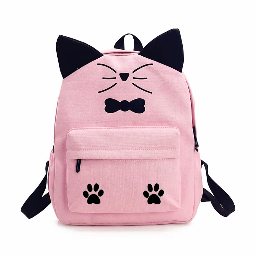 WISHOT Kawaii Лук Кот АРС рюкзак милый кот женские холщовые школьные сумки для детей девочек Повседневный Рюкзак Сумки для книг