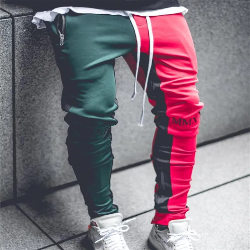 Green Red Новинка, Мужские штаны для бега, мужские Модные Комбинированные брюки, уличная одежда, мужские повседневные брюки для бега, спортивные штаны, мужские спортивные штаны - Цвет: Green Red