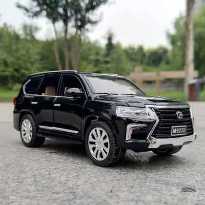 1:24 LX570 отличная модель металлического сплава игрушка с инерционным механизмом машины со световым звуком дизайн для детей, игрушки для детей - Цвет: black without box
