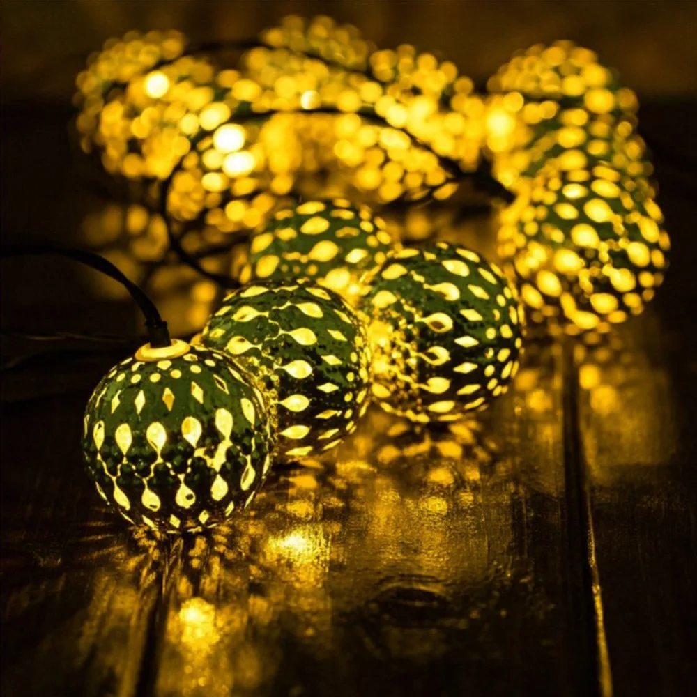 Outdoor Solar LED Moroccan String Light 30 Warm White Lights New Year Party Festival Decoration | Освещение