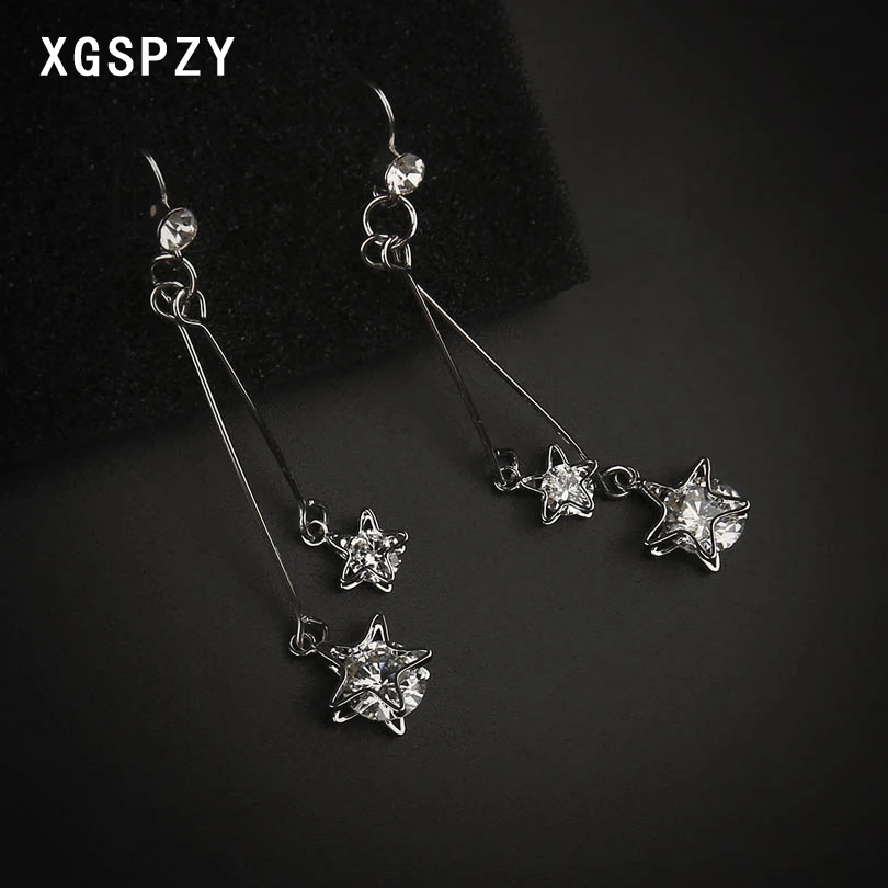 Xgspzy Роскошные кубического циркония серебряный Пентакль звезда кулон длинные