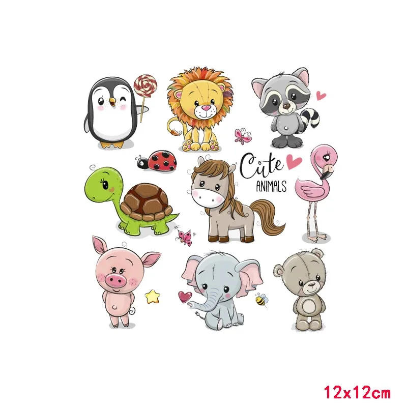 Наклейки с утюгом на Мультяшные животные для детской одежды аппликация сделай