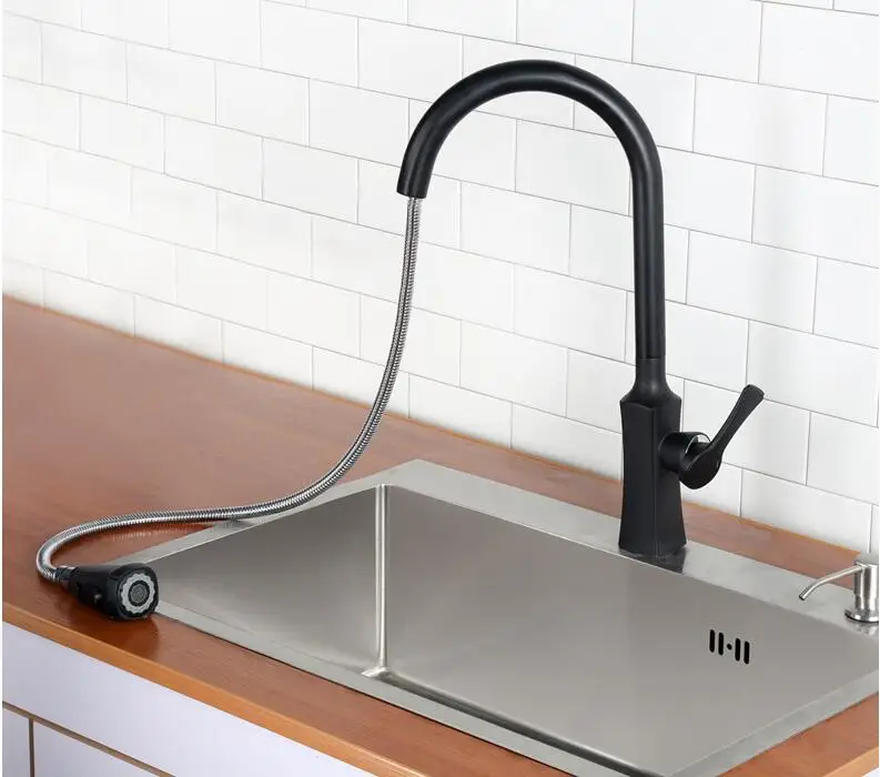 Newly Arrived Pull Out Kitchen Faucet black Sink Mixer Tap 360 degree rotation kitchen mixer taps | Обустройство дома