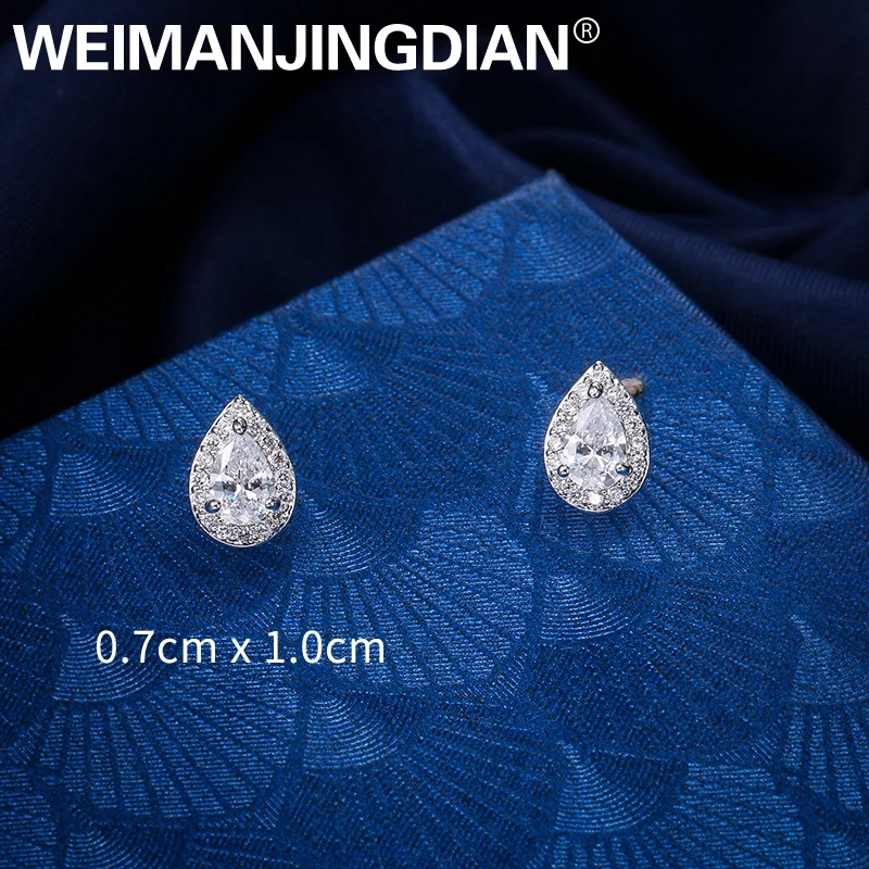 WEIMANJINGDIAN Новое поступление Искрящийся фианит Фианит, циркон, Кристалл жемчужные серьги гвоздики для женщин или девочек