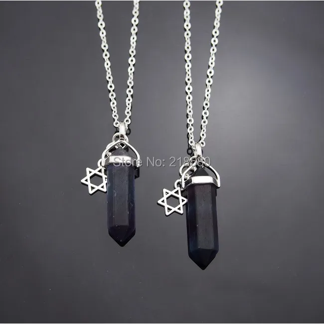 

C150101005 Star of David Necklace Fluorite Point Necklace Silcer or Gold Chain