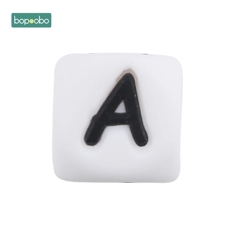 Letter A Bopobo 10 шт., силиконовые бусины-прорезыватели для грызунов для малышей, силиконовые бусины-прорезыватели с жемчугом, 10 мм, Детские Силиконовые Бусины-прорезыватели - Цвет: Letter A