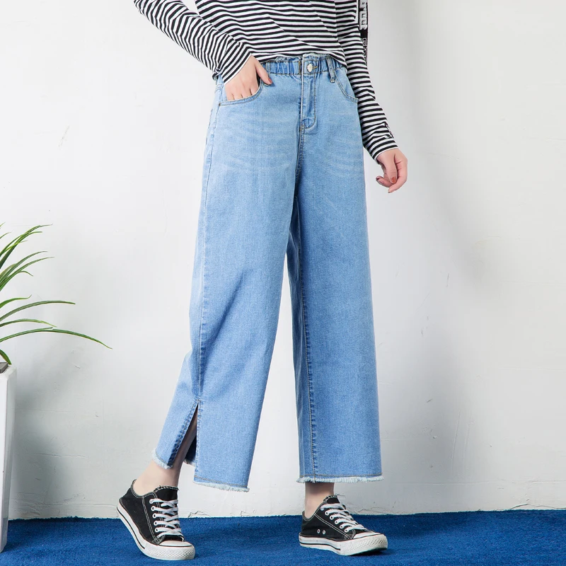 

women thin stretch wide leg pants jeans