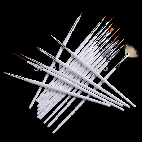 Продажа волнистых волос 16 шт. Белый Nail Art кисти набор кисточек для макияжа ногтей