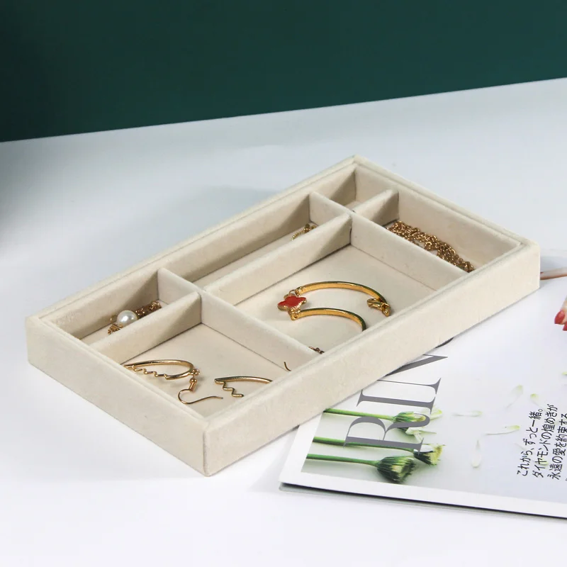 6 Grid Tray YSUMI кремовые цветные украшения, коробка для демонстрации ювелирных изделий, органайзер, лоток для хранения сережек, браслетов, ожерелий, колец, ювелирных украшений - Цвет: 6 Grid Tray