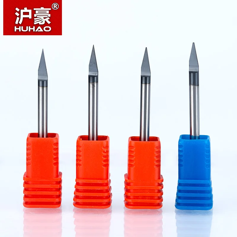 HUHAO 1pc 3.175mm Titanium Coating Engraving Bits 3A Top quality Carving Cutter Flat Bottom CNC router bits for wood end mill |