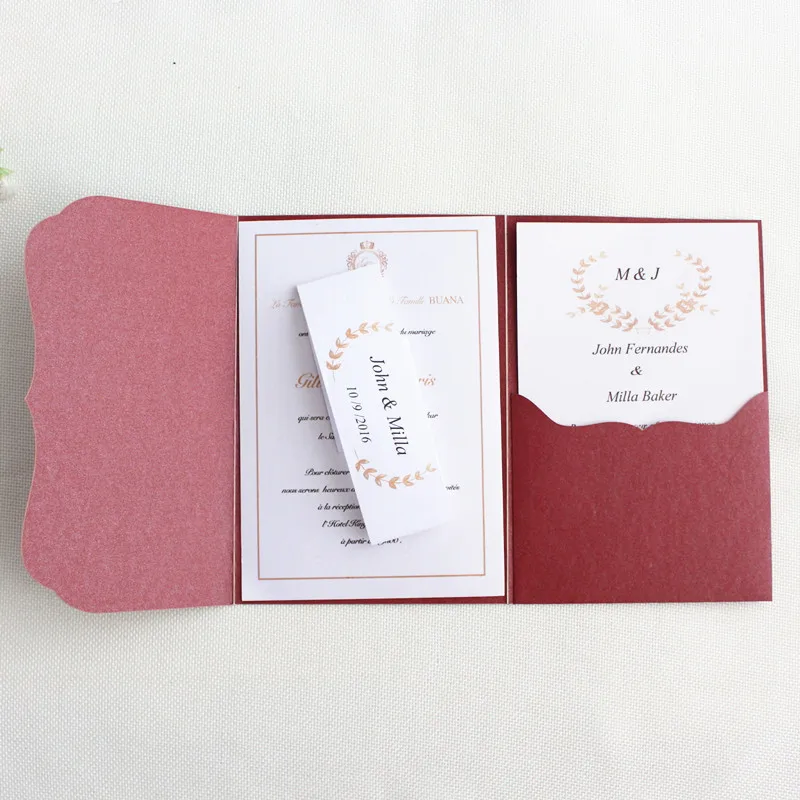 Сельские карманные приглашения конверты день рождения свадьба брак три складные