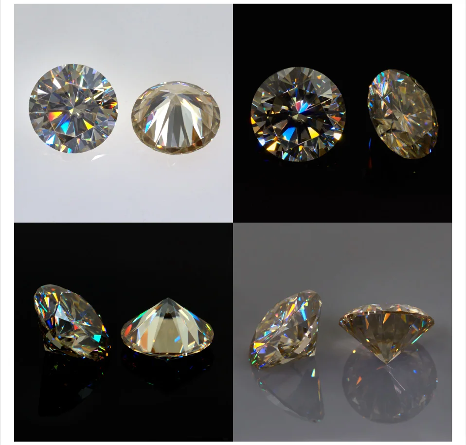 GIGAJEWE 6 мм 0.8ct желтое шампанское VVS1 круглая отличная огранка Муассанит сыпучий Камень Алмазный тест прошел лабораторный драгоценный камень для изготовления подарка