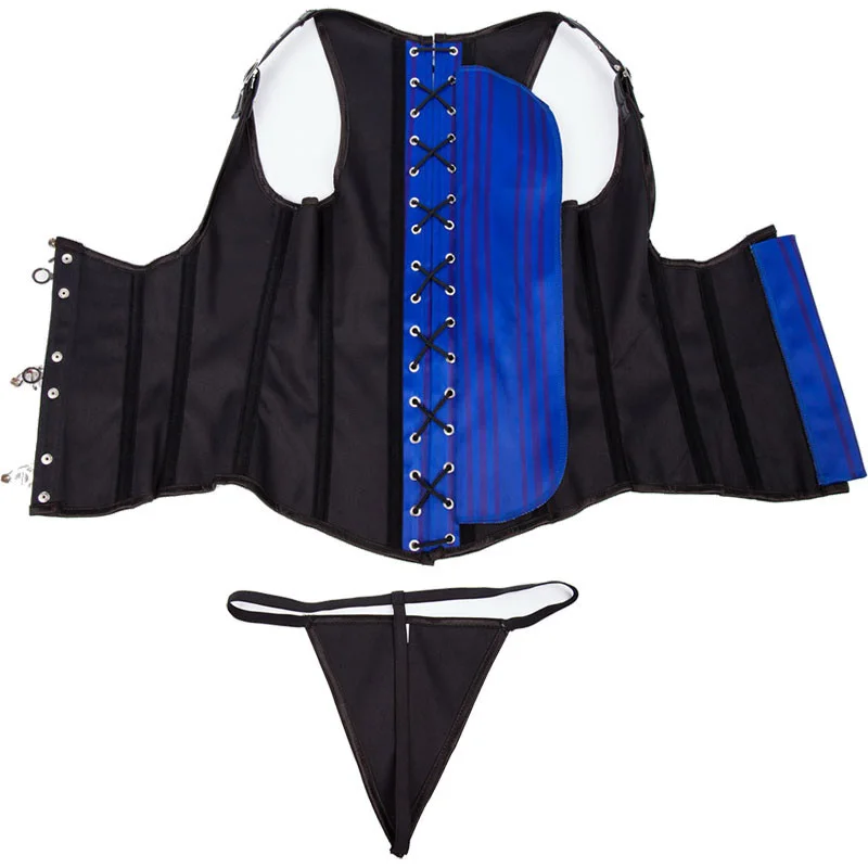 Корсет и бюстье в синюю полоску атласный готический корсет сексуальный стимпанк