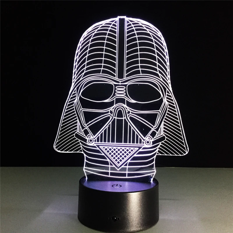3D Звездные войны черный воин Новинка ночные огни 7 цветов пеленальный столик, лампа визуальные фары Настольная лампа светодиодный украшения подарок для детей