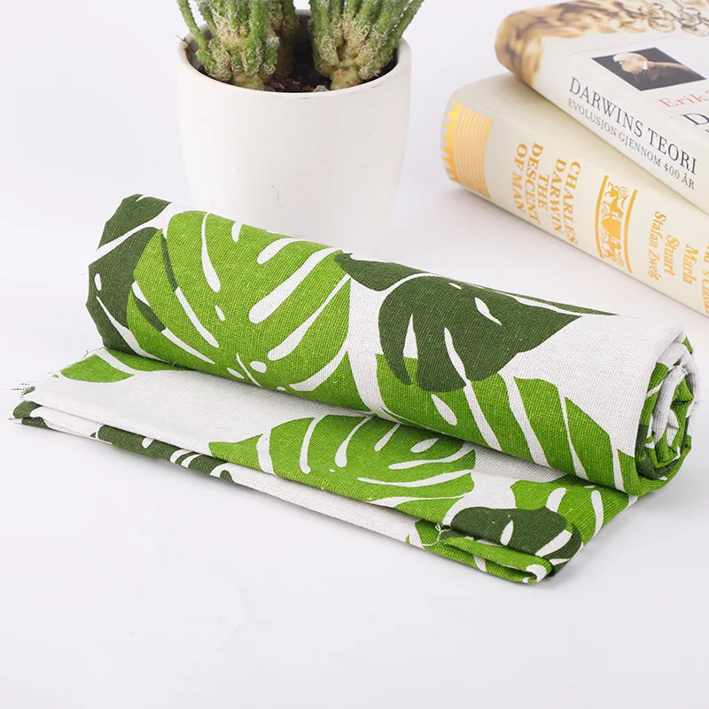 Ткань хлопчатобумажная льняная с растительным принтом 50 х145 см | Дом и сад