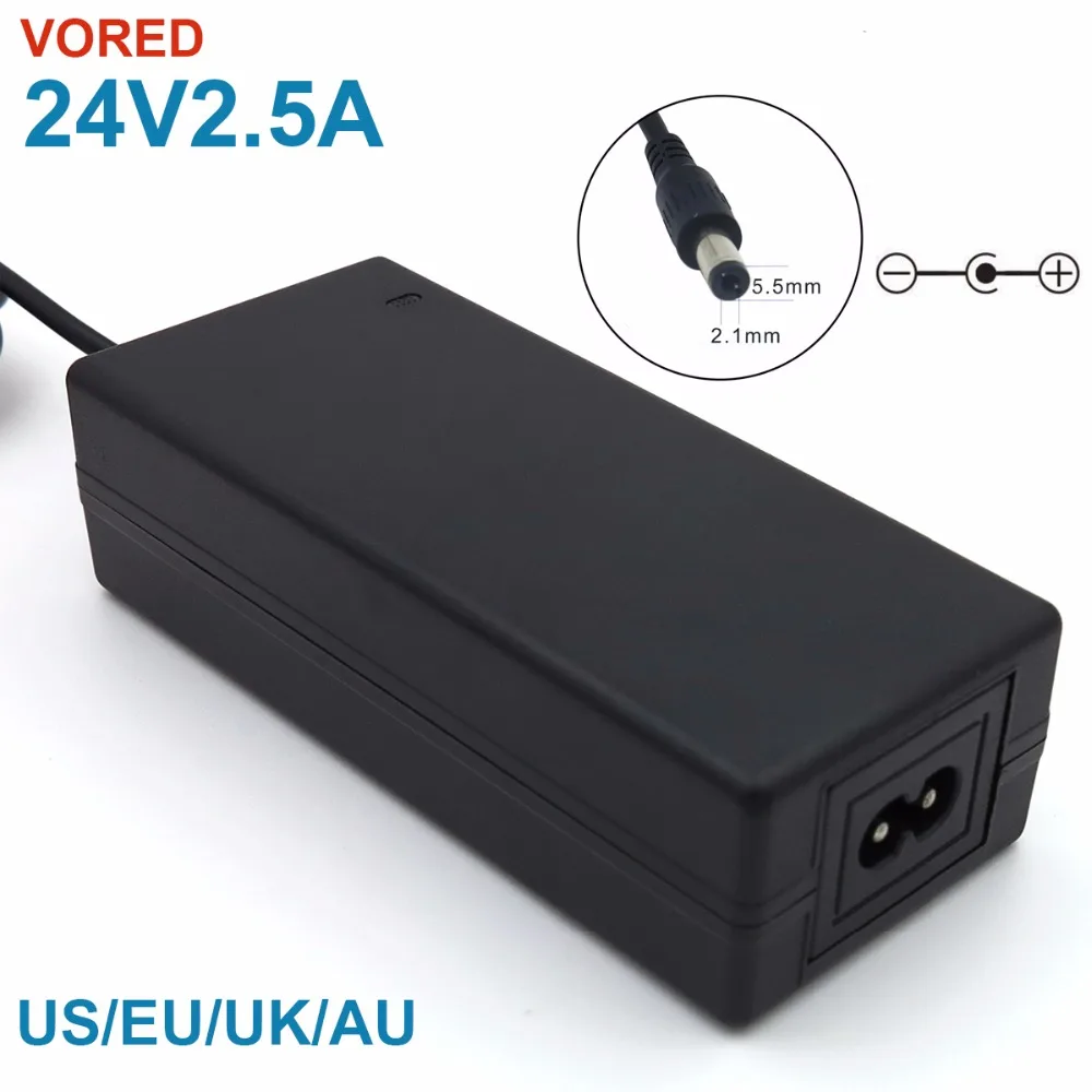 Vored 24 В 2.5a Универсальный адаптер Desktop Питание с DC 1 м кабель США/ЕС/UK/ AU convertrer 5.5*2.1 мм