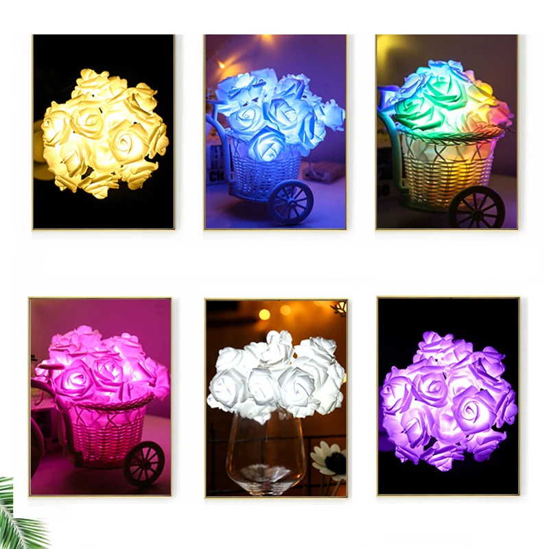 2018 лучший подарок светодиодная гирлянда в виде цветка розы на батарейках для