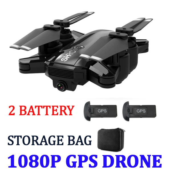 1080P BLACK 2 BATTER Дрон, gps, складное положение, 500 метров, расстояние, набор, Fly 1080P камера, HD FPV, Профессиональный gps Rc Квадрокоптер с камерой - Цвет: 1080P BLACK 2 BATTER