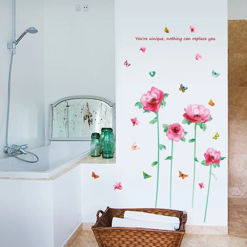 Новые большие наклейки на стену с маковым цветком растительные художественные