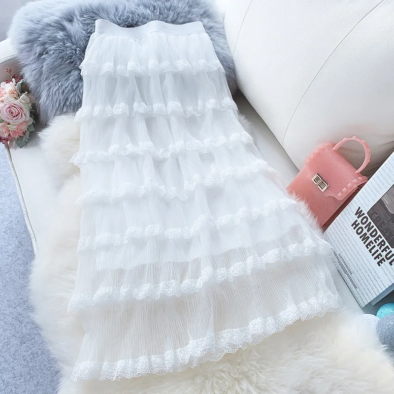 Лето 2020 Новое поступление кружевная стеганая многослойная юбка Милая Феи