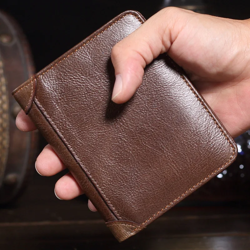 Мужской короткий кошелек из натуральной кожи винтажные кошельки высокого