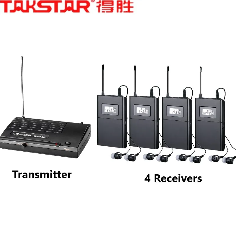 Беспроводная стереогарнитура Takstar 1 передатчик и 4 приемника wpm200 UHF беспроводная