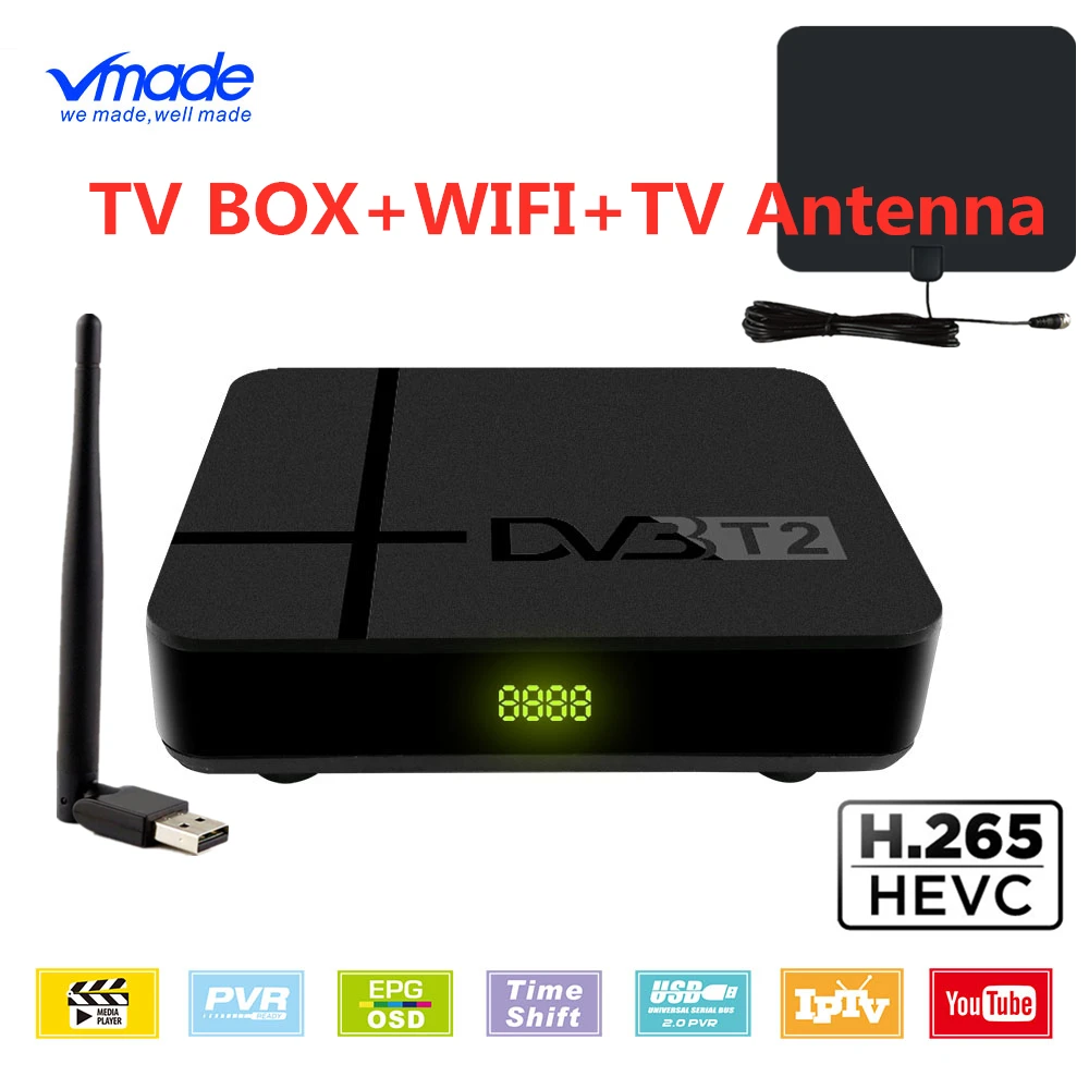 Full HD H.265 DVB T2 K2 MAX цифровой эфирный приемник ТВ-приставка поддержка AC3 RJ45 Youtube IP ТВ-приставка с wifi ТВ-антенной
