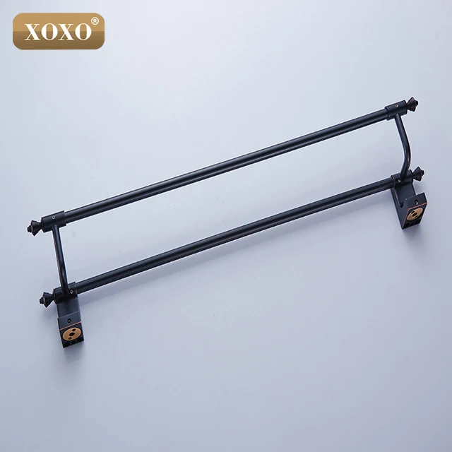 Двойная вешалка для полотенец античный держатель с черной отделкой строительный