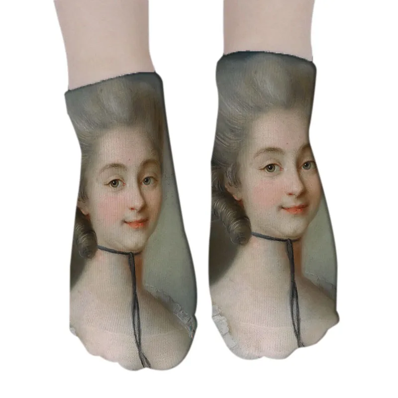 Художественные носки с принтом женские разноцветные хлопковые до щиколотки Monla