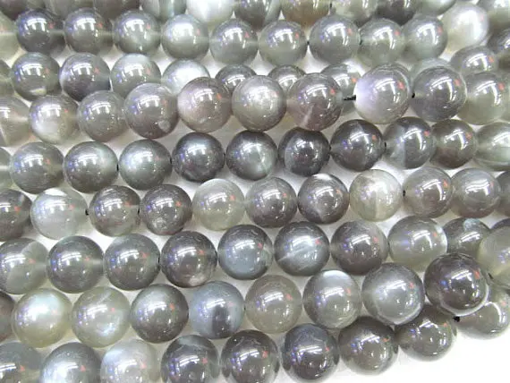 

12mm genuine moonstone gemstone full strand 16" round disco grey black sunstone loose beads