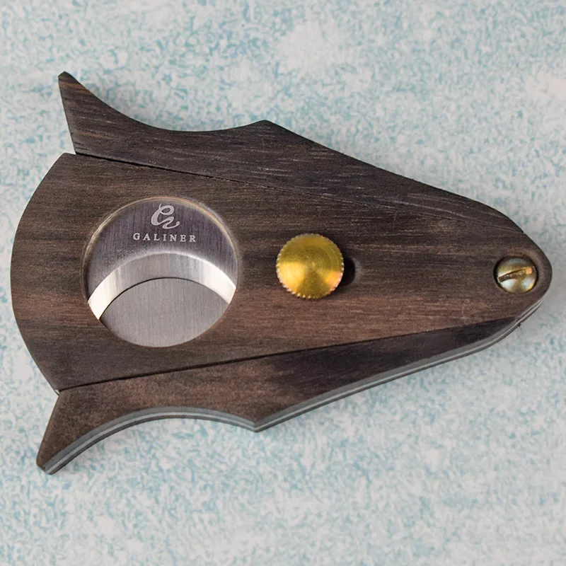 Хорошее качество резак для сигар дерево тело и ручка нержавеющая сталь двойное