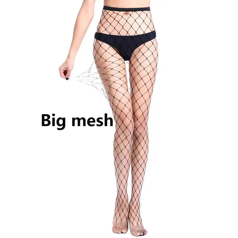 Big Mesh Женские сексуальные сетчатые колготки, модные Клубные Вечерние черные нейлоновые чулки с отверстиями, маленькие/Средние/Большие сетчатые колготки, женские Чулочные изделия - Цвет: Big Mesh