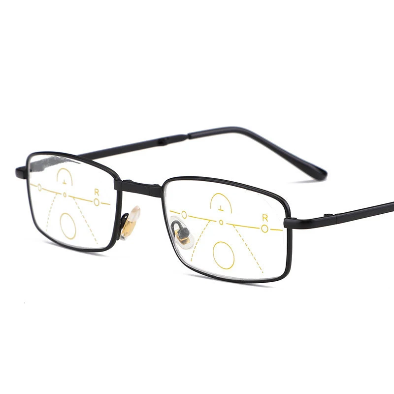 Zilead Zoom Bifocal Photochromism Reading Glasses Metal Foldable Asymptotically Anti Blue-Light Presbyopic Eyeglasses Unisex - Цвет оправы: black