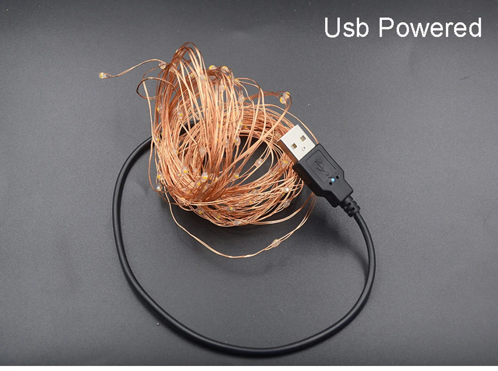 2 м, 3 м, 5 м, 10 м, питание от usb/питание от батареи, светодиодные Рождественские огни, медная гирлянда, сказочные огни, гирлянда, праздничная, свадебная, декоративная