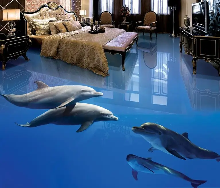 

Виниловая напольная плитка на заказ 3d Пол обои Дельфин подводный мир 3d Пол фрески самоклеющиеся обои