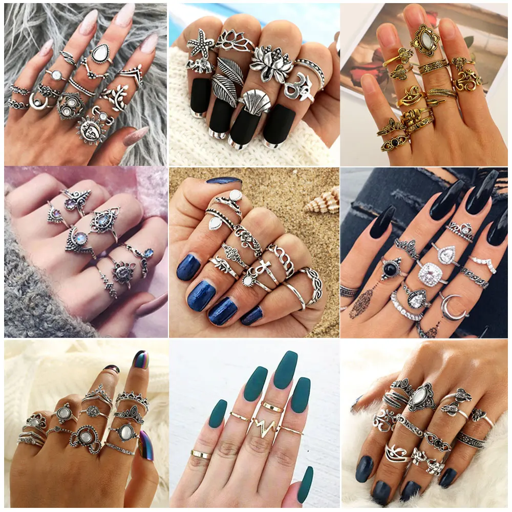 Винтажный 12 шт набор золотого цвета Midi Finger Шарм кольцо набор для женщин Knuckle вечерние ювелирные изделия Knuckle кольцо набор женский ювелирный подарок