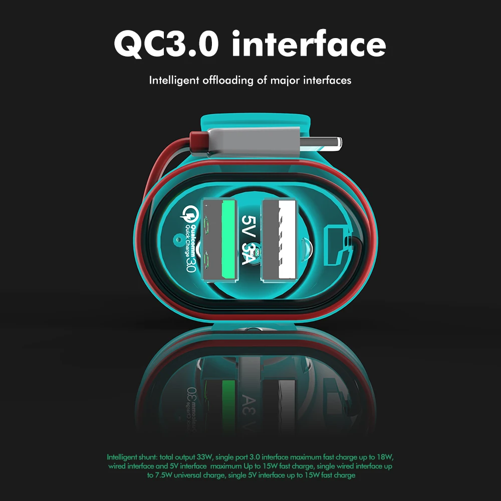 Автомобильное зарядное устройство KEYSION с 2 USB портами и поддержкой быстрой