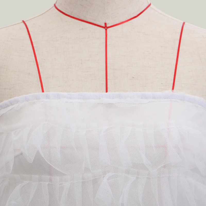 Elegant Dress Ladies Strapless Prom Layered A Line Bridesmaid Sleeveless Formal Dress White