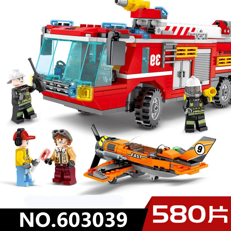 Fire Fighting Trucks Car Helicopter Boat Building Blocks Station Compatible Legoing City Firefighter Figures Children Toys | Игрушки и