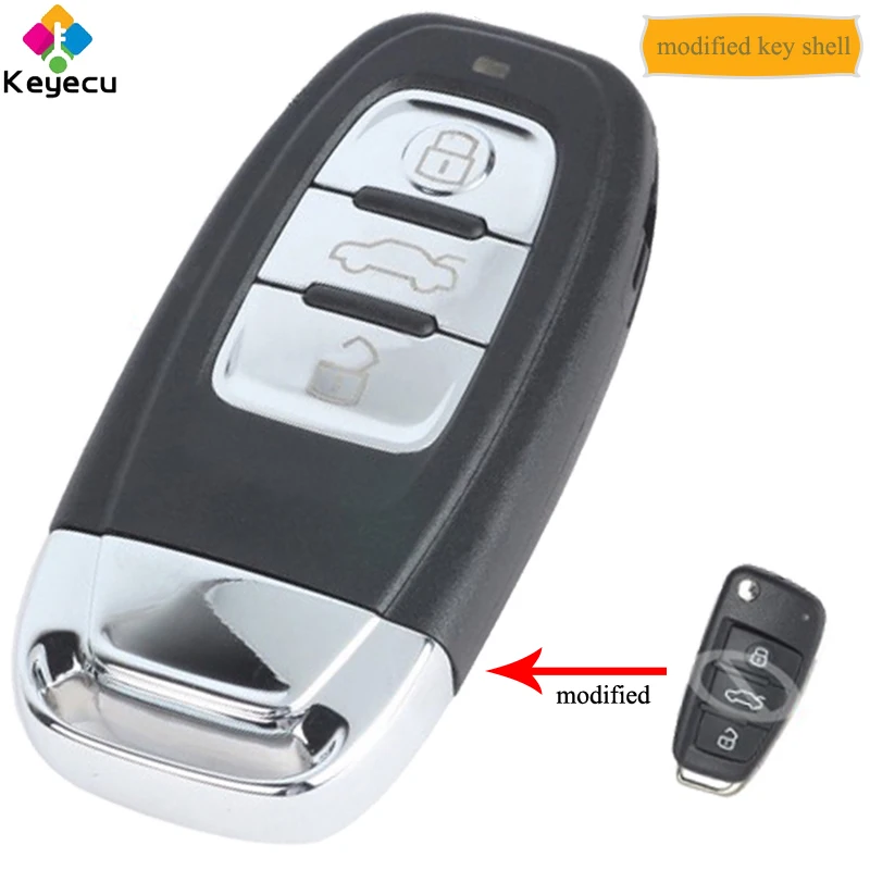 Замена KEYECU Модернизированный флип Keyless-Go смарт-пульт дистанционного ключа автомобиля оболочки с 3 кнопками и вставкой Uncut Blade-FOB для Audi A6L Q7