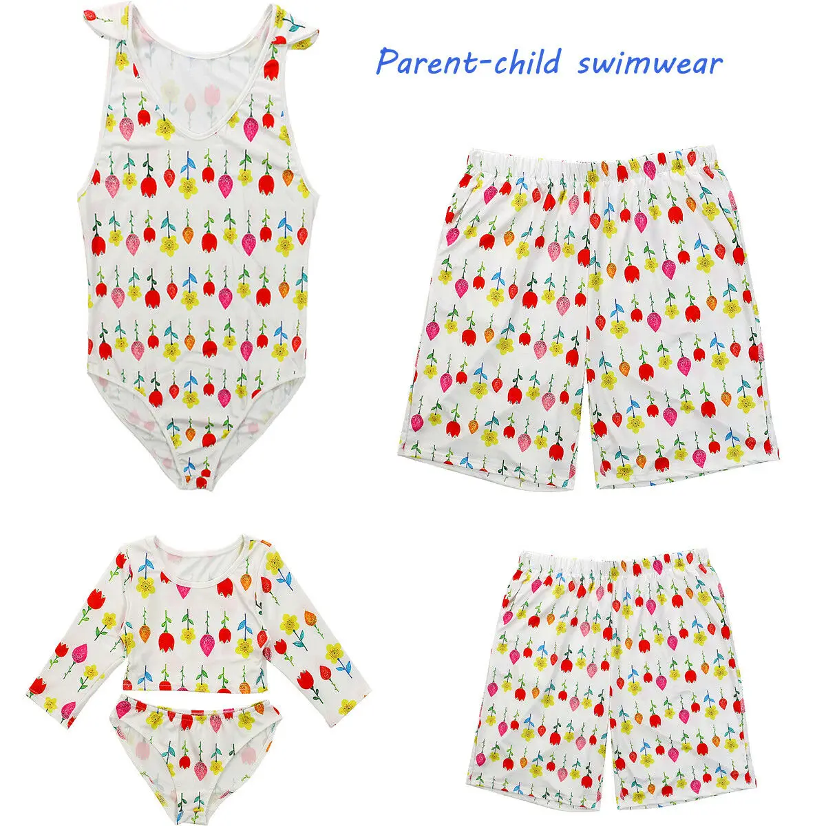 2019 Новый Повседневный Белый купальник с цветочным принтом для всей семьи