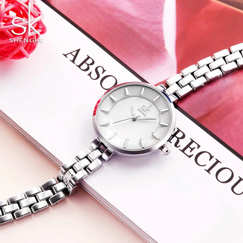 Shengke новые брендовые модные женские часы простые кварцевые Montre Femme наручные 2018