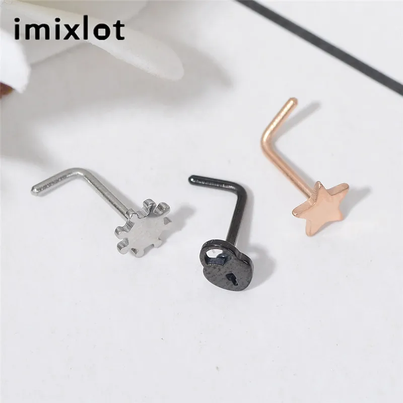 Imixlot 8 шт./компл. 316L хирургическая сталь Сердце Звезда стержень шпилька для губ