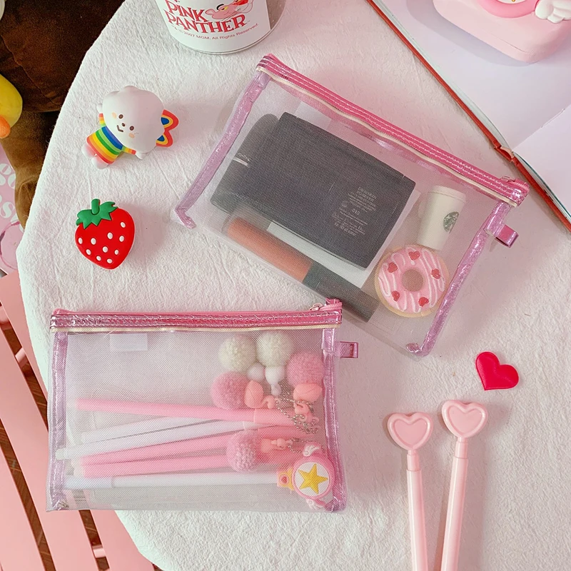 2 размера мультяшный милый розовый марлевый пенал на молнии с изображением