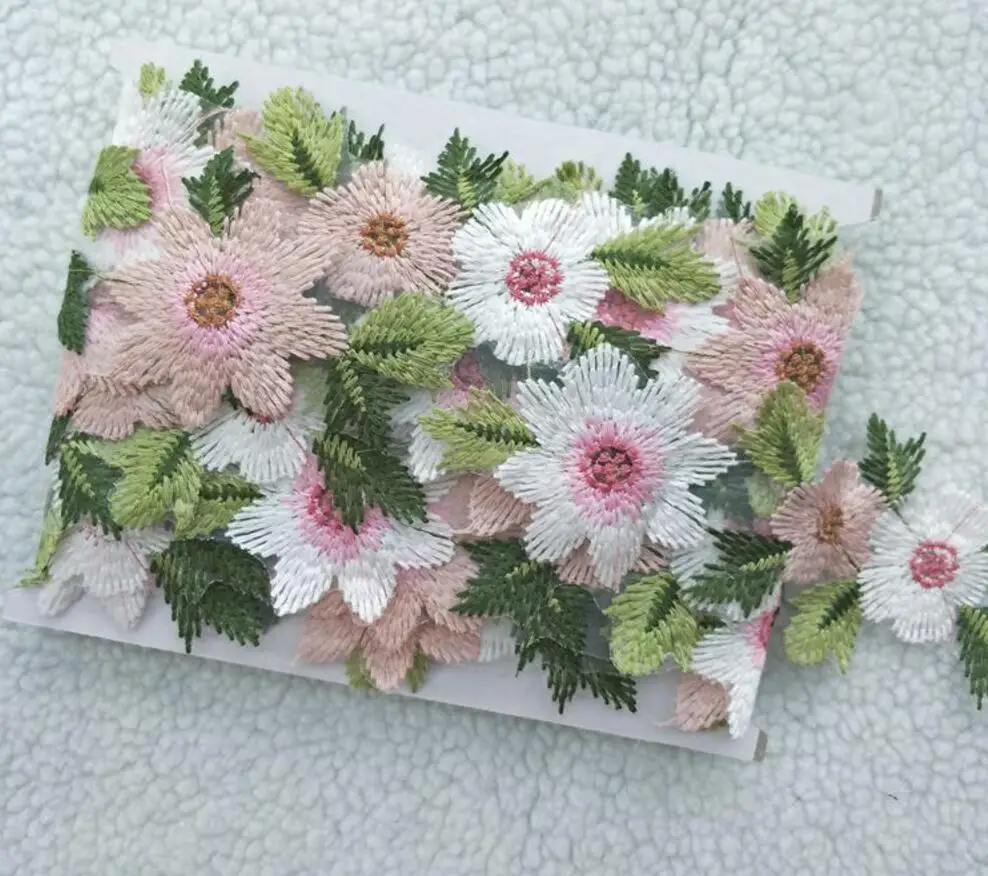 5 ярдов красивый вышитый цветок кружева шифон ткань отделка для шитья Ремесло DIY