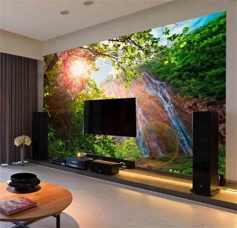 Пользовательские 3d фото обои гостиной росписи зеленый лес пейзаж картина Диван
